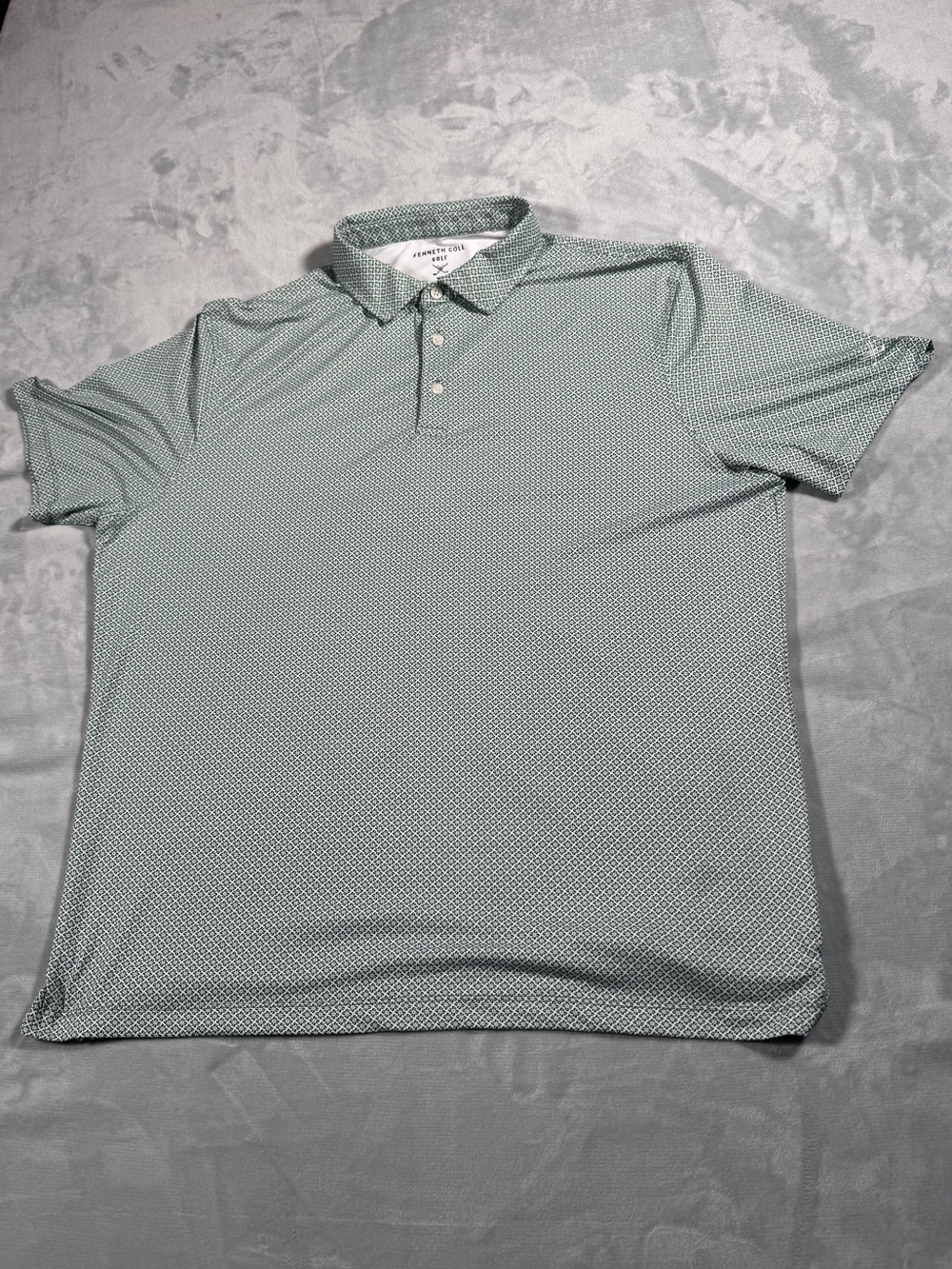 Kenneth Cole Golf Polo Shirt Mens XL Green Geometric Performance Stretch